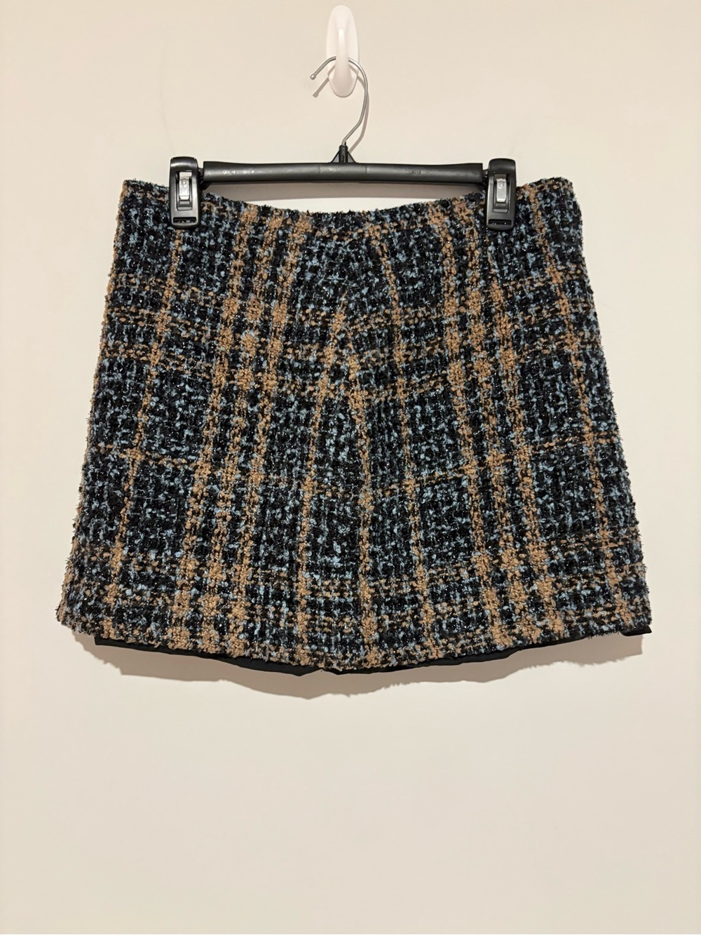 Cider Classic Plaid Tweed Mini Skirt in Black & Tan large